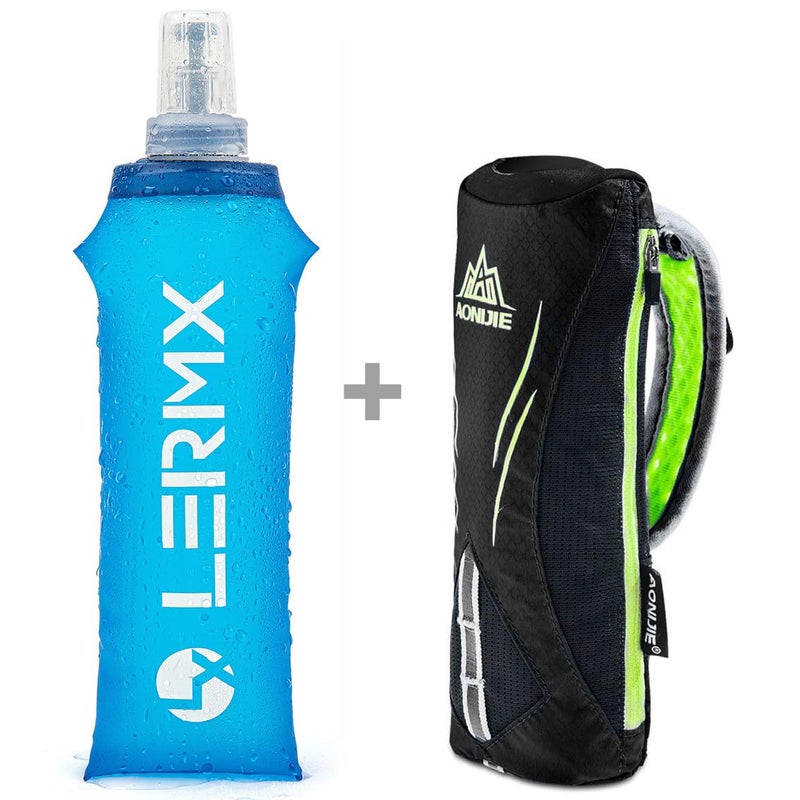 LX LERMX LERMX Quick Grip Chill 17 oz Handheld soft Flask Water Bottle Hydration Pack (17 oz Black) - Image 2